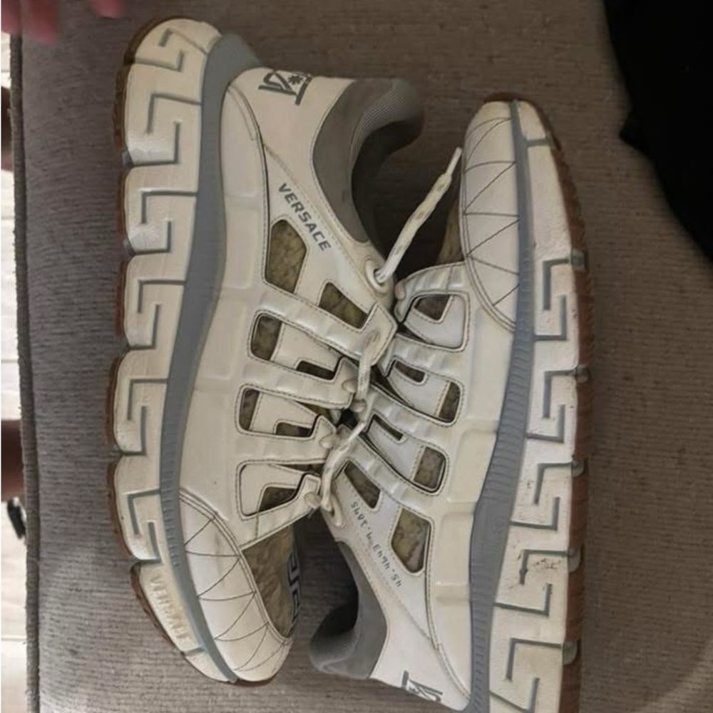 Versace White and Gray Athletic Shoes